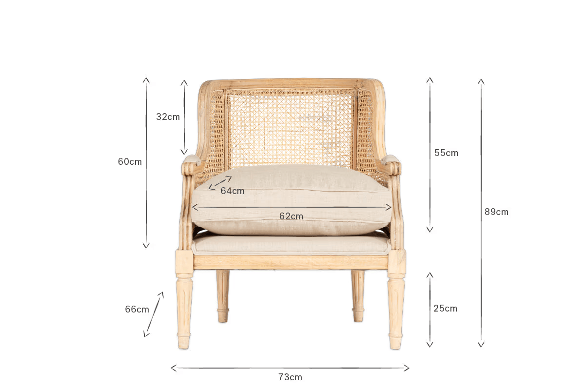 Nkuku - Kaziria Cane & Linen Armchair - Natural