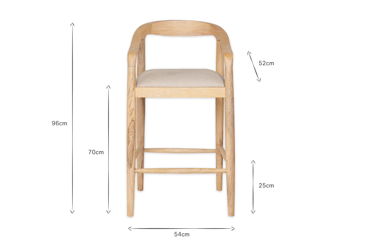 Nkuku - Anbu Mango Wood Upholstered Counter Chair - Natural
