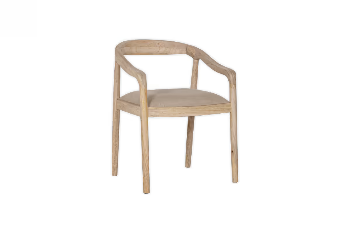 Nkuku - Anbu Mango Wood Upholstered Dining Chair - Natural