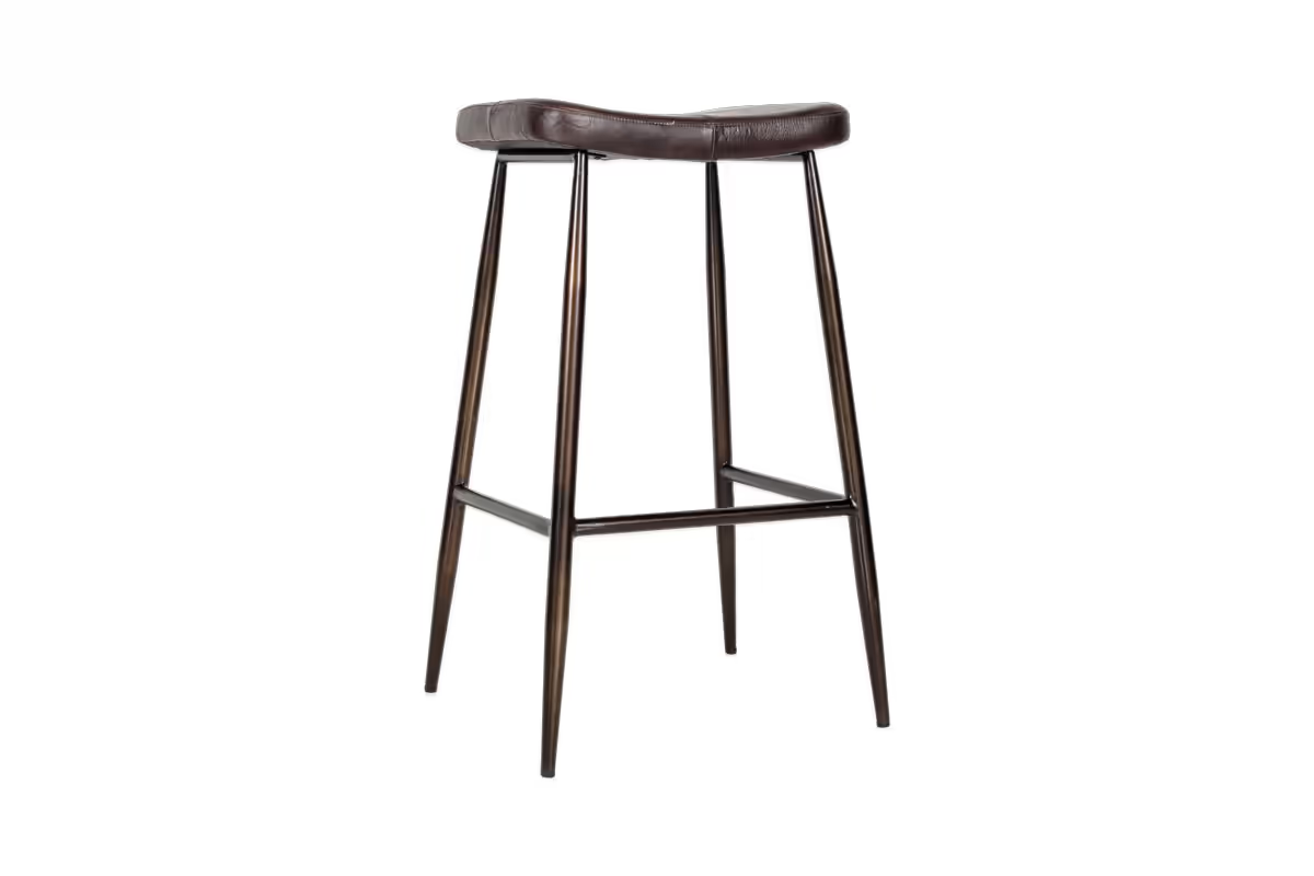 Nkuku - Samaira Leather Counter Stool - Dark Brown