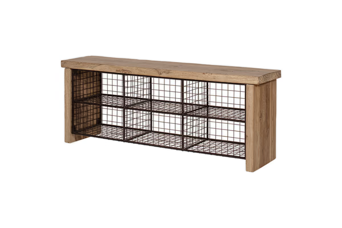 Nkuku - Abha Reclaimed Wood & Iron Storage Bench - Natural