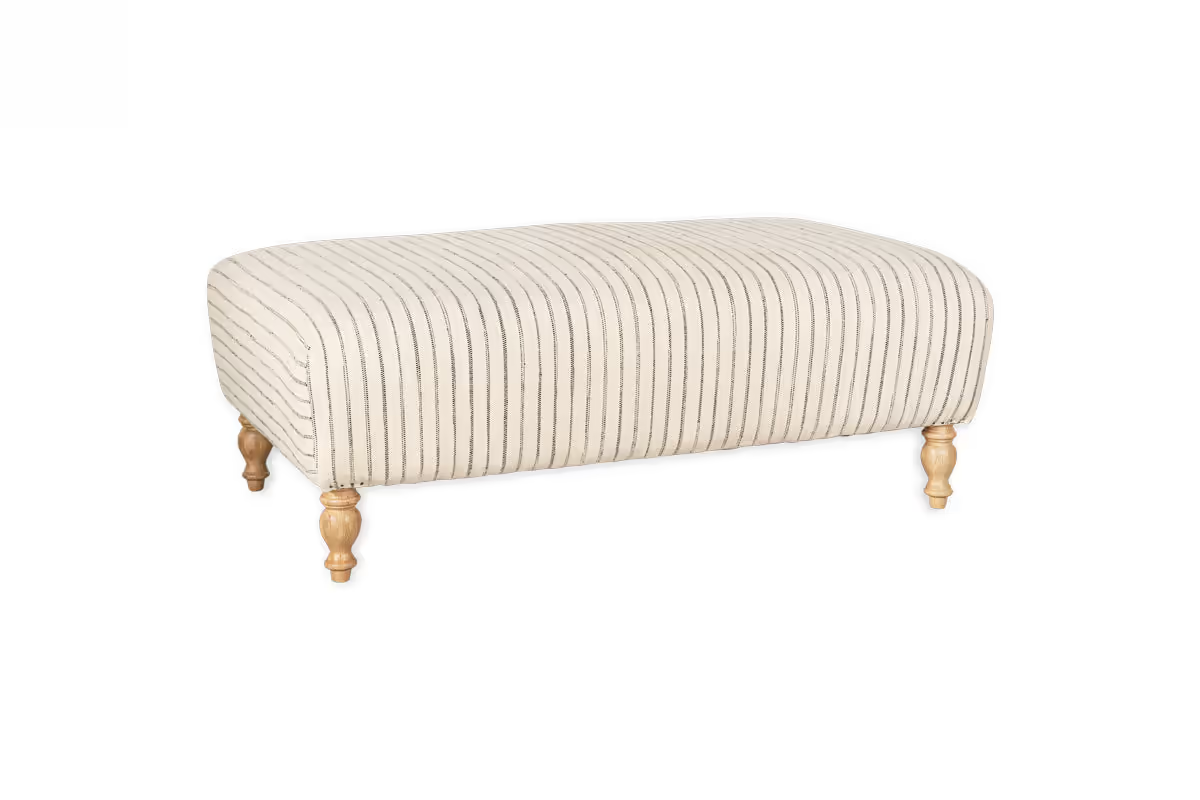 Nkuku - Sanja Stripe Upholstered Ottoman - Off White