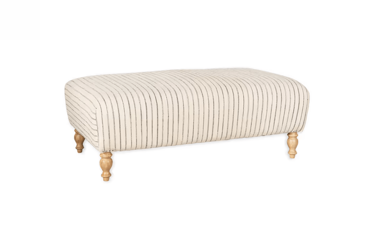 Nkuku - Sanja Stripe Upholstered Ottoman - Off White