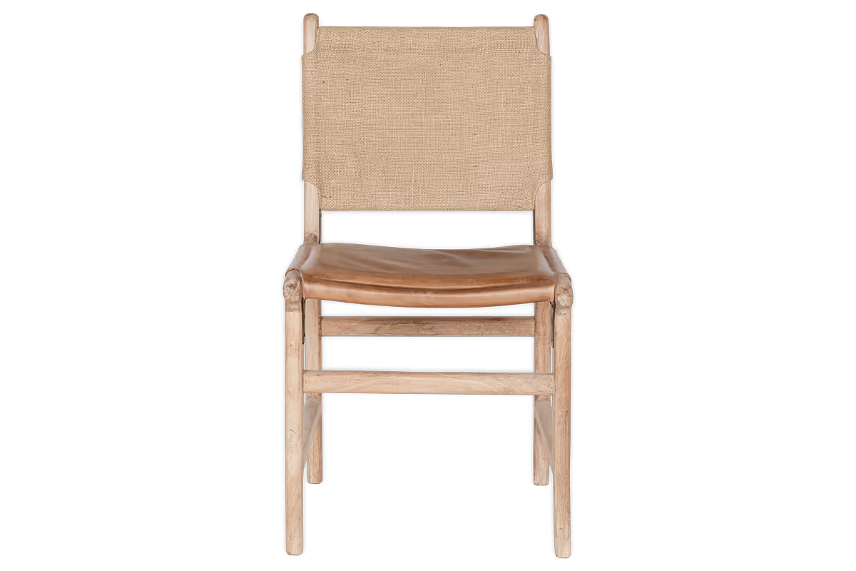Nkuku - Nayan Leather & Jute Dining Chair - Tan