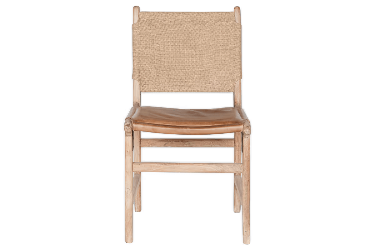 Nkuku - Nayan Leather & Jute Dining Chair - Tan