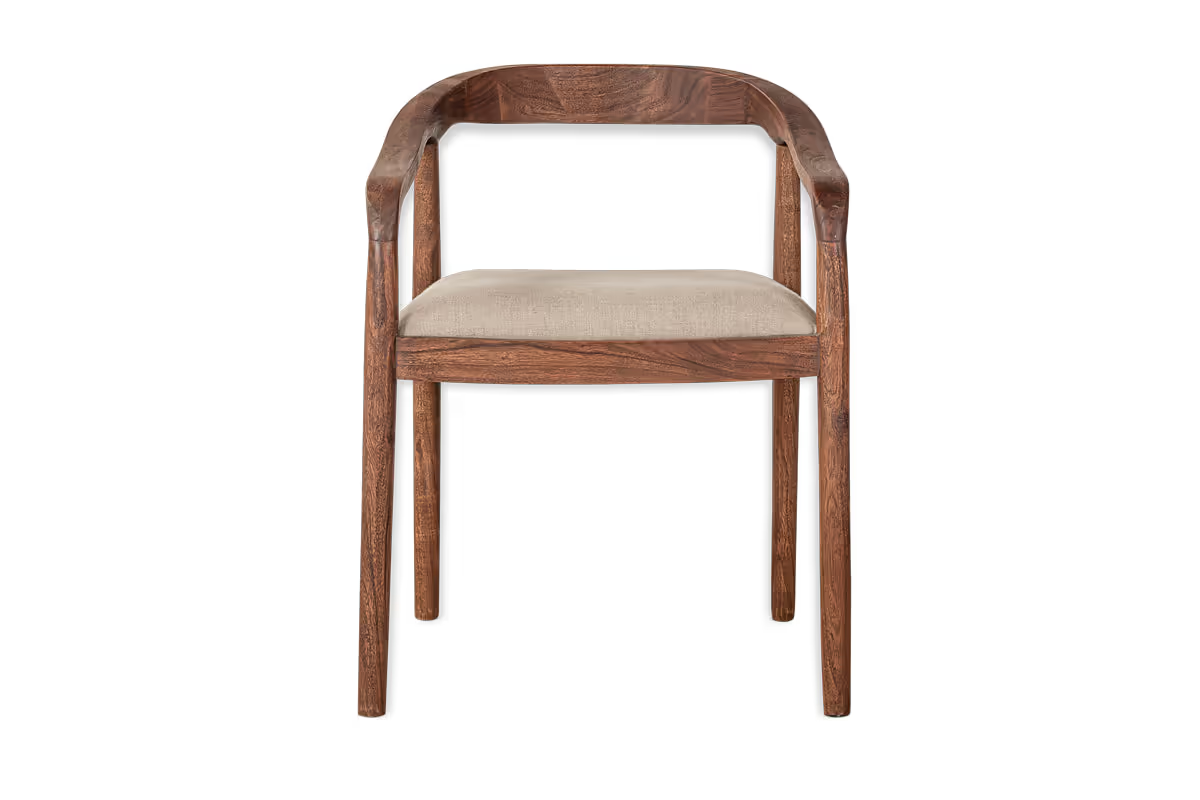 Nkuku - Anbu Acacia Upholstered Dining Chair - Washed Walnut