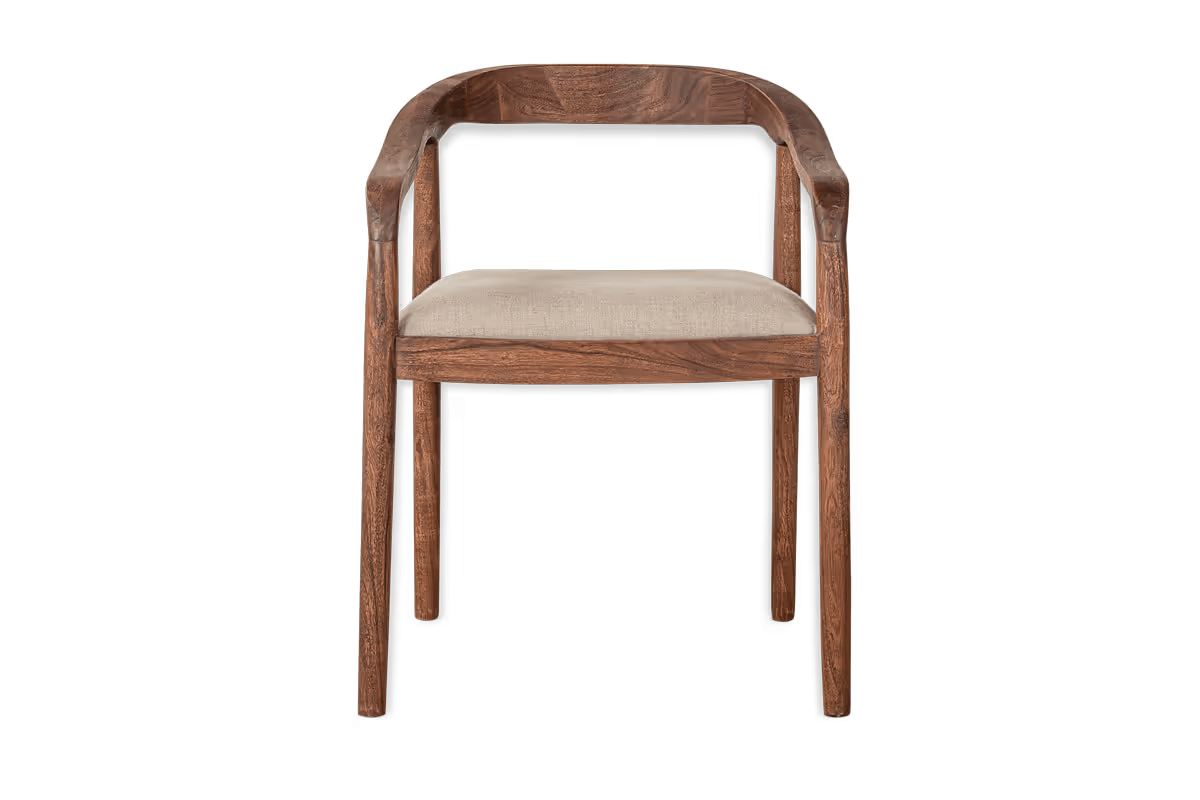 Nkuku - Anbu Acacia Upholstered Dining Chair - Washed Walnut
