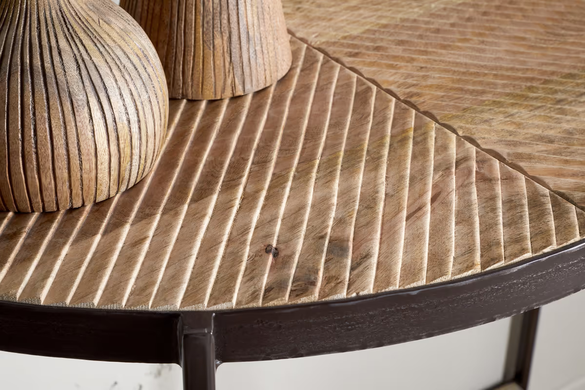 Nkuku - Aasha Mango Wood Half Moon Console Table - Natural