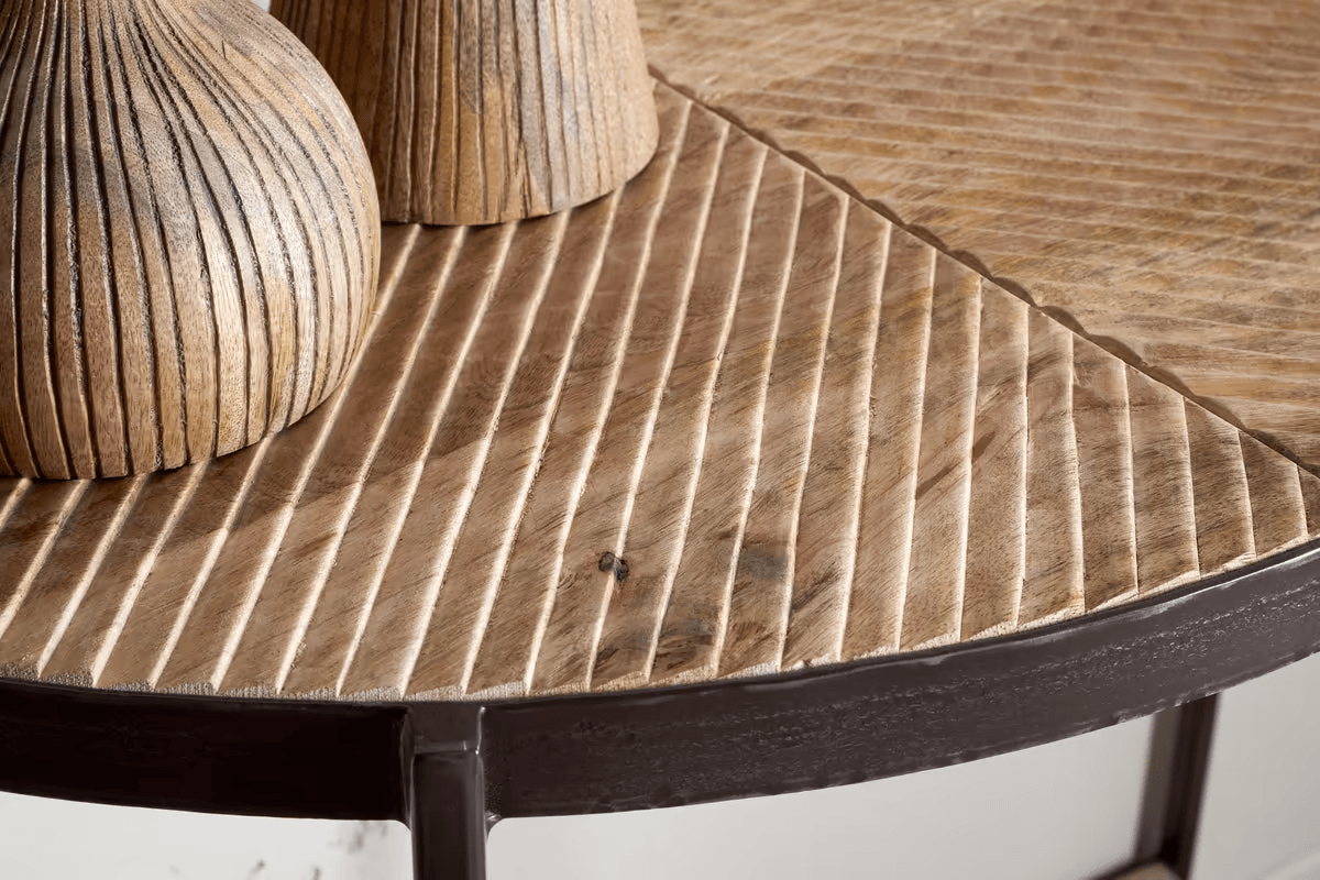 Nkuku - Aasha Mango Wood Half Moon Console Table - Natural
