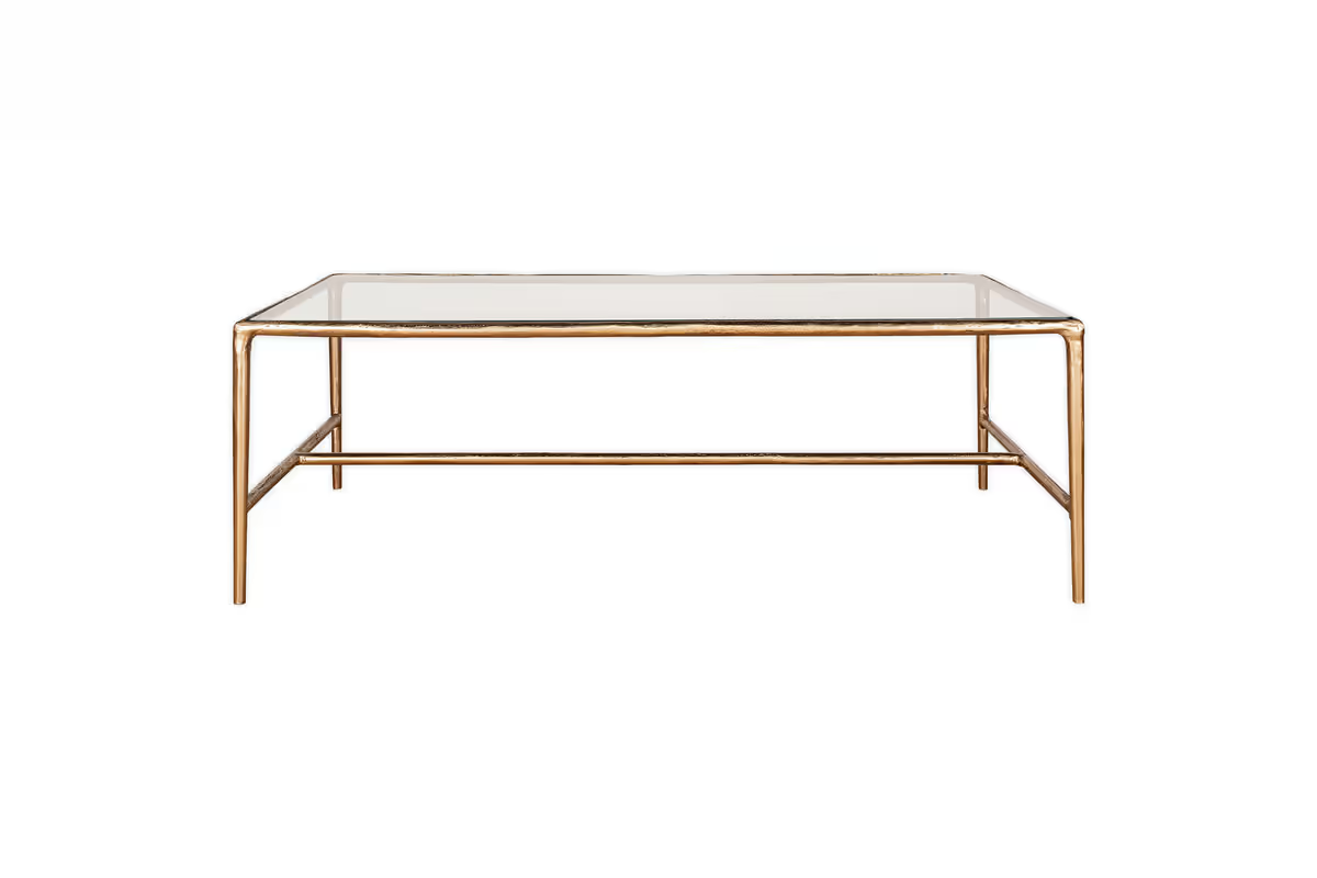 Nkuku - Gilasi Cast Metal & Glass Coffee Table - Antique Brass