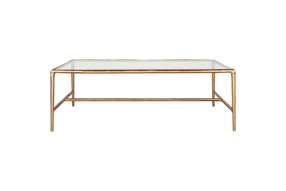Nkuku - Gilasi Cast Metal & Glass Coffee Table - Antique Brass