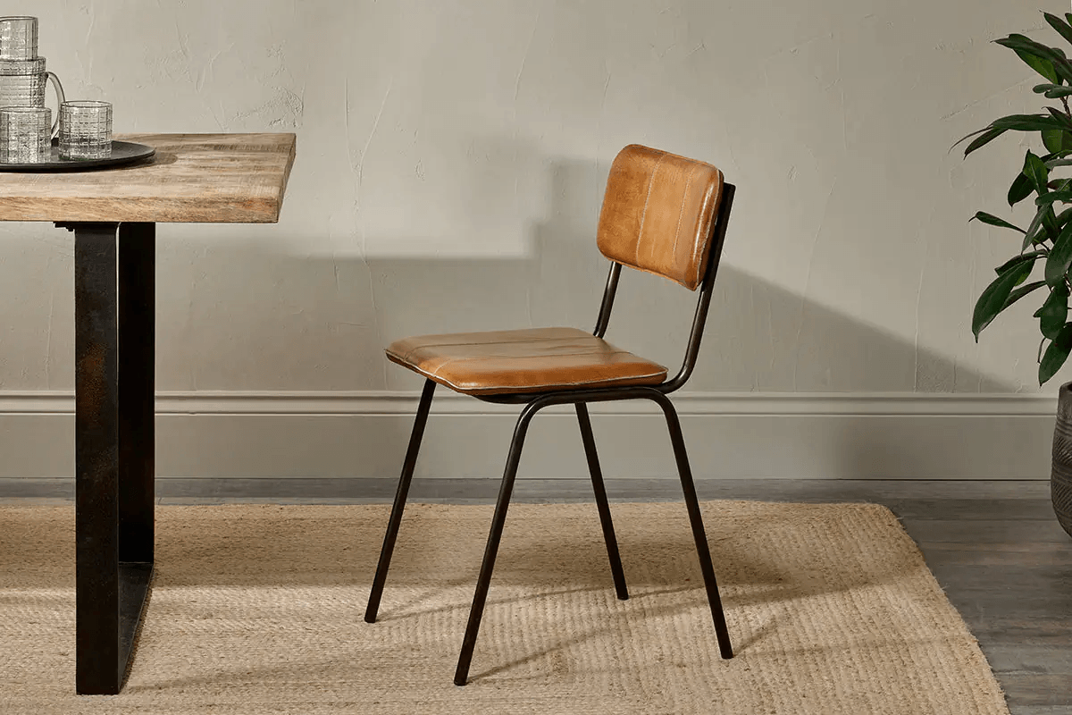 Nkuku - Ukari Leather Dining Chair - Aged Tan