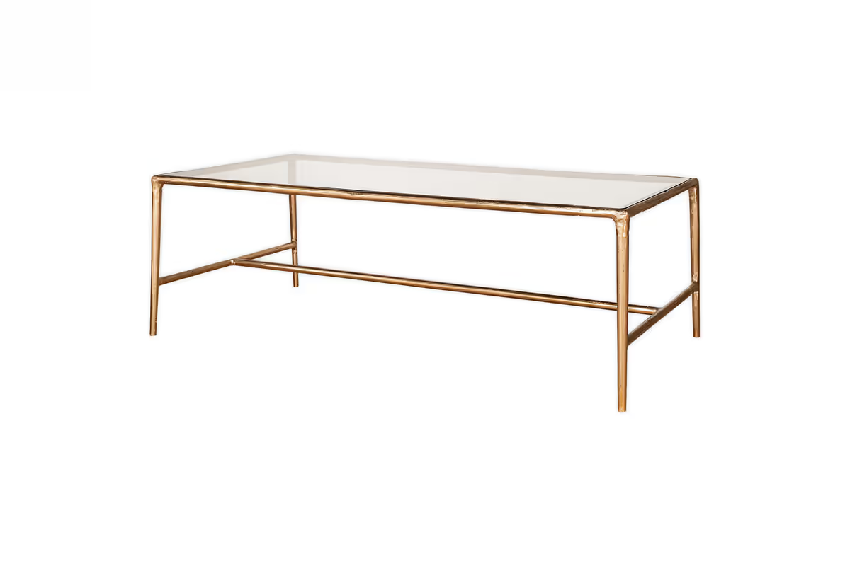 Nkuku - Gilasi Cast Metal & Glass Coffee Table - Antique Brass