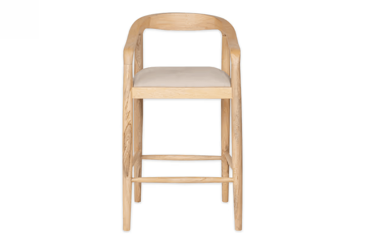 Nkuku - Anbu Mango Wood Upholstered Counter Chair - Natural