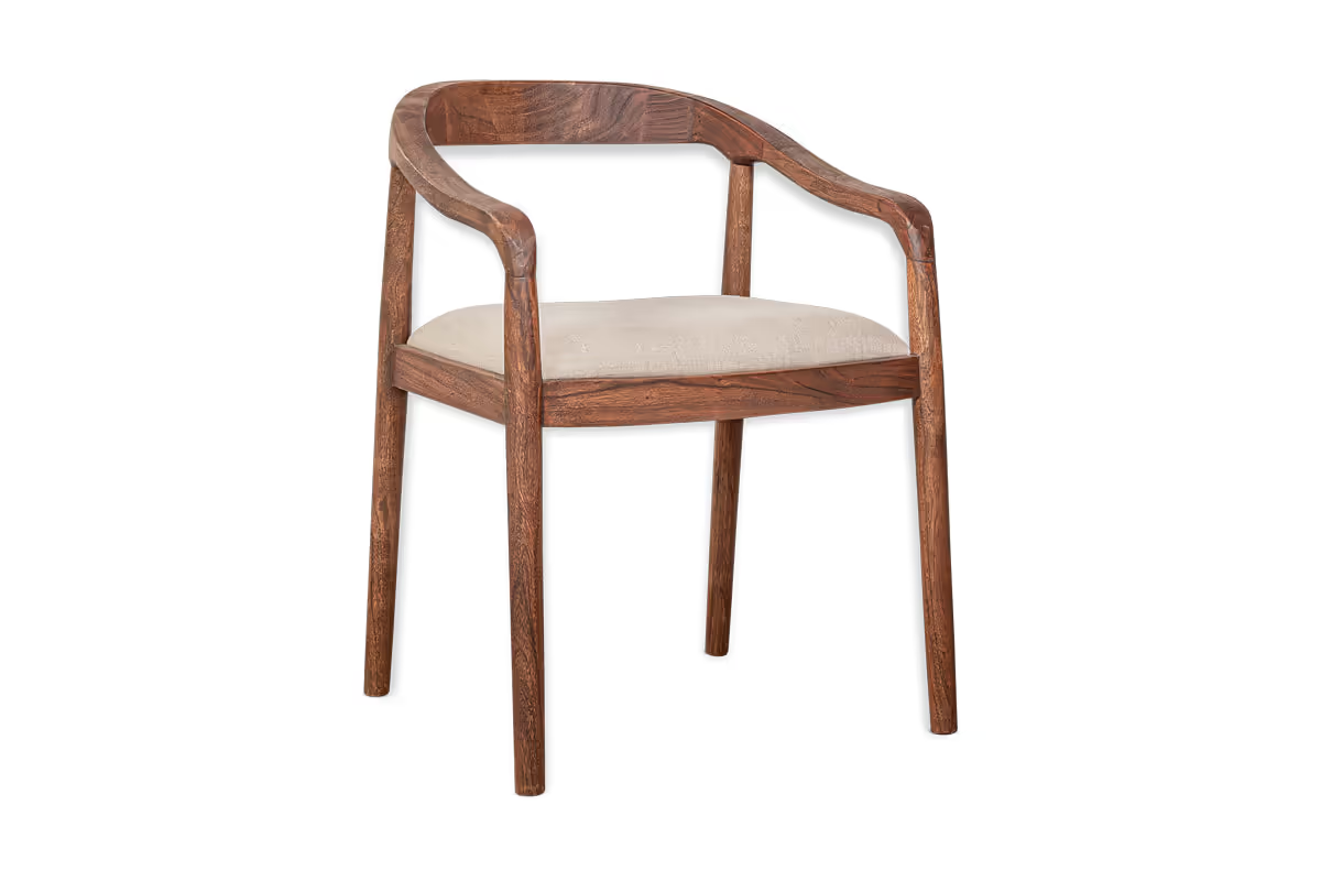 Nkuku - Anbu Acacia Upholstered Dining Chair - Washed Walnut