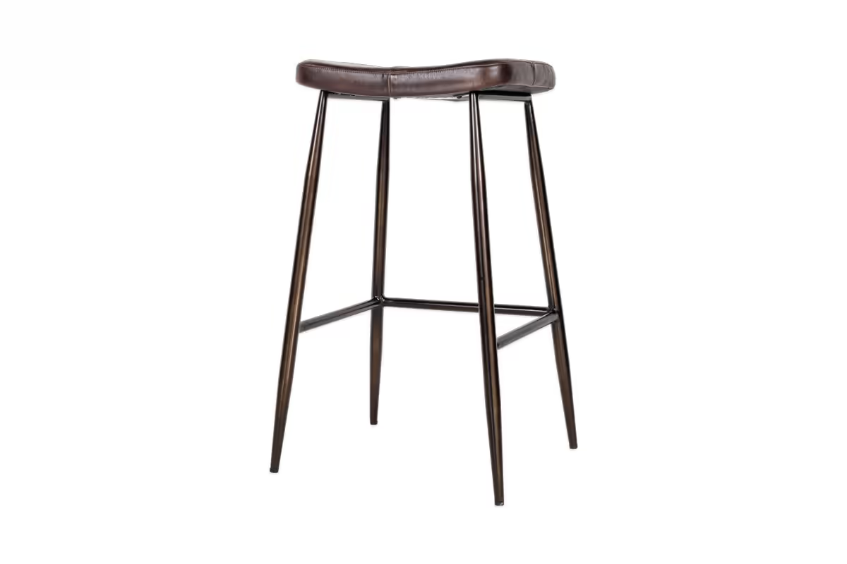 Nkuku - Samaira Leather Counter Stool - Dark Brown