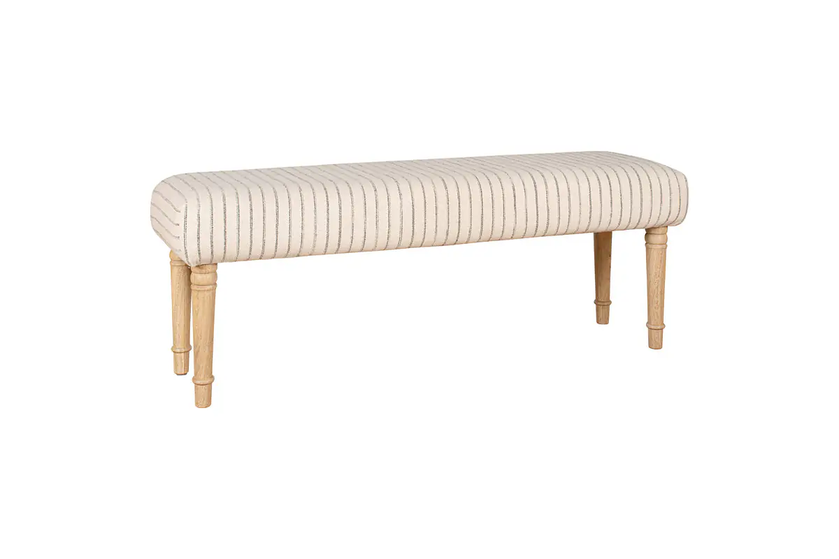 Nkuku - Sanja Stripe Upholstered Bench - Grey