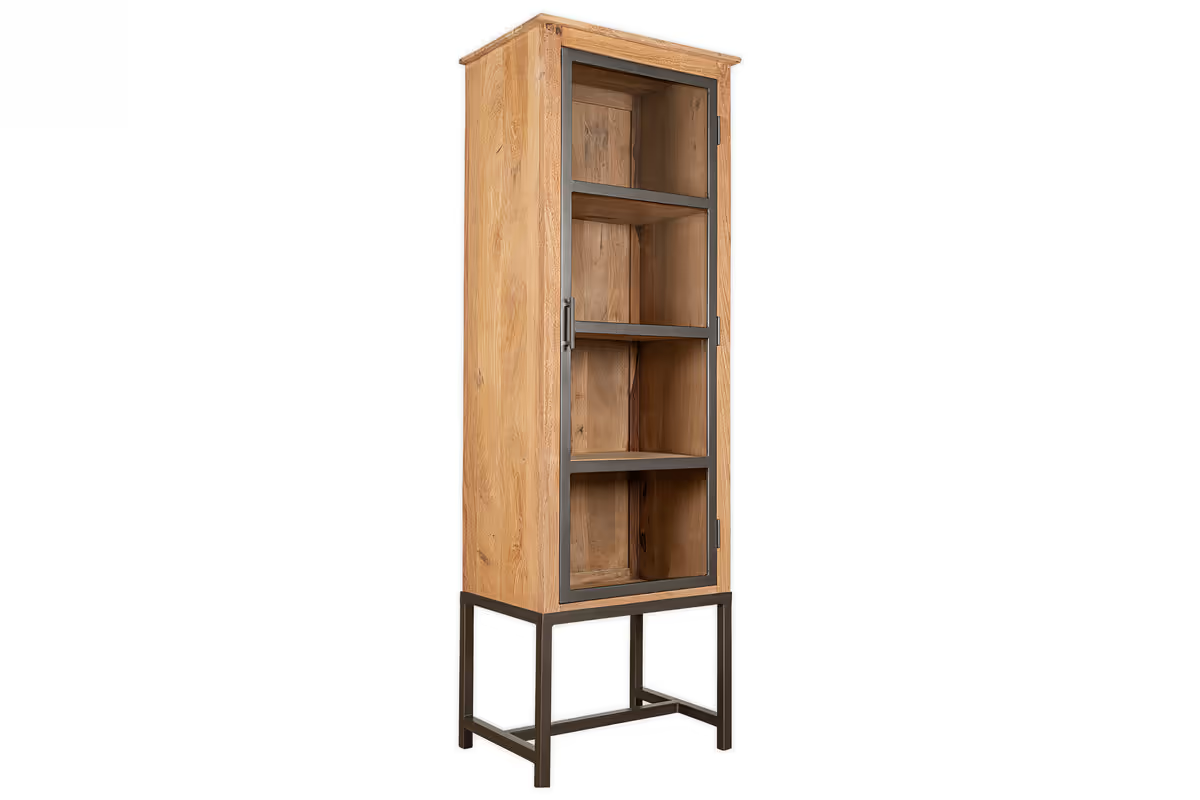 Nkuku - Nirvi Mango Wood & Iron Tall Cabinet - Black