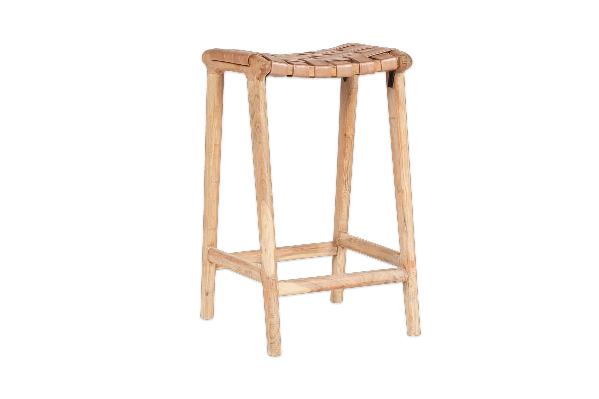 Nkuku - Adembi Woven Leather Counter Stool