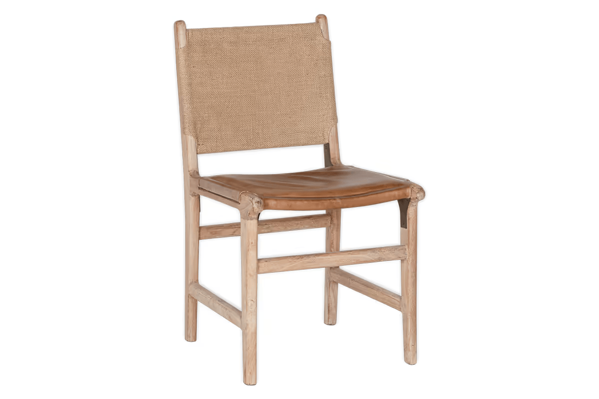 Nkuku - Nayan Leather & Jute Dining Chair - Tan