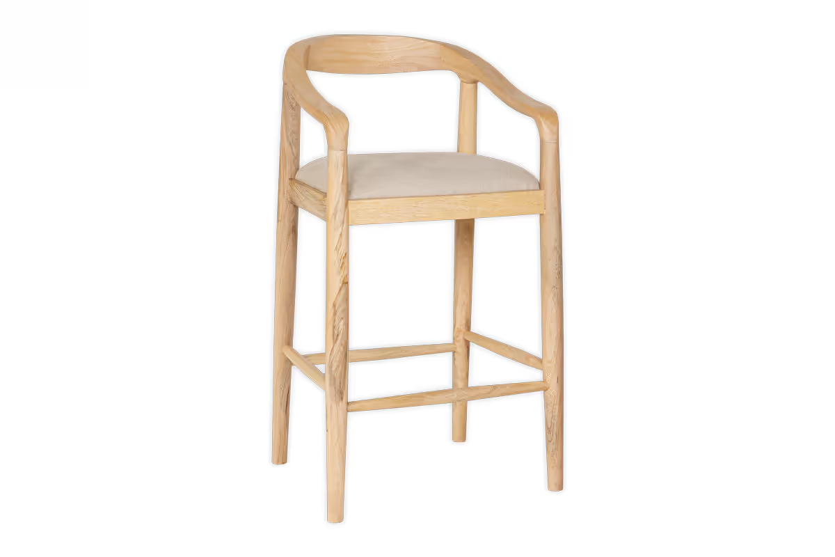 Nkuku - Anbu Mango Wood Upholstered Counter Chair - Natural