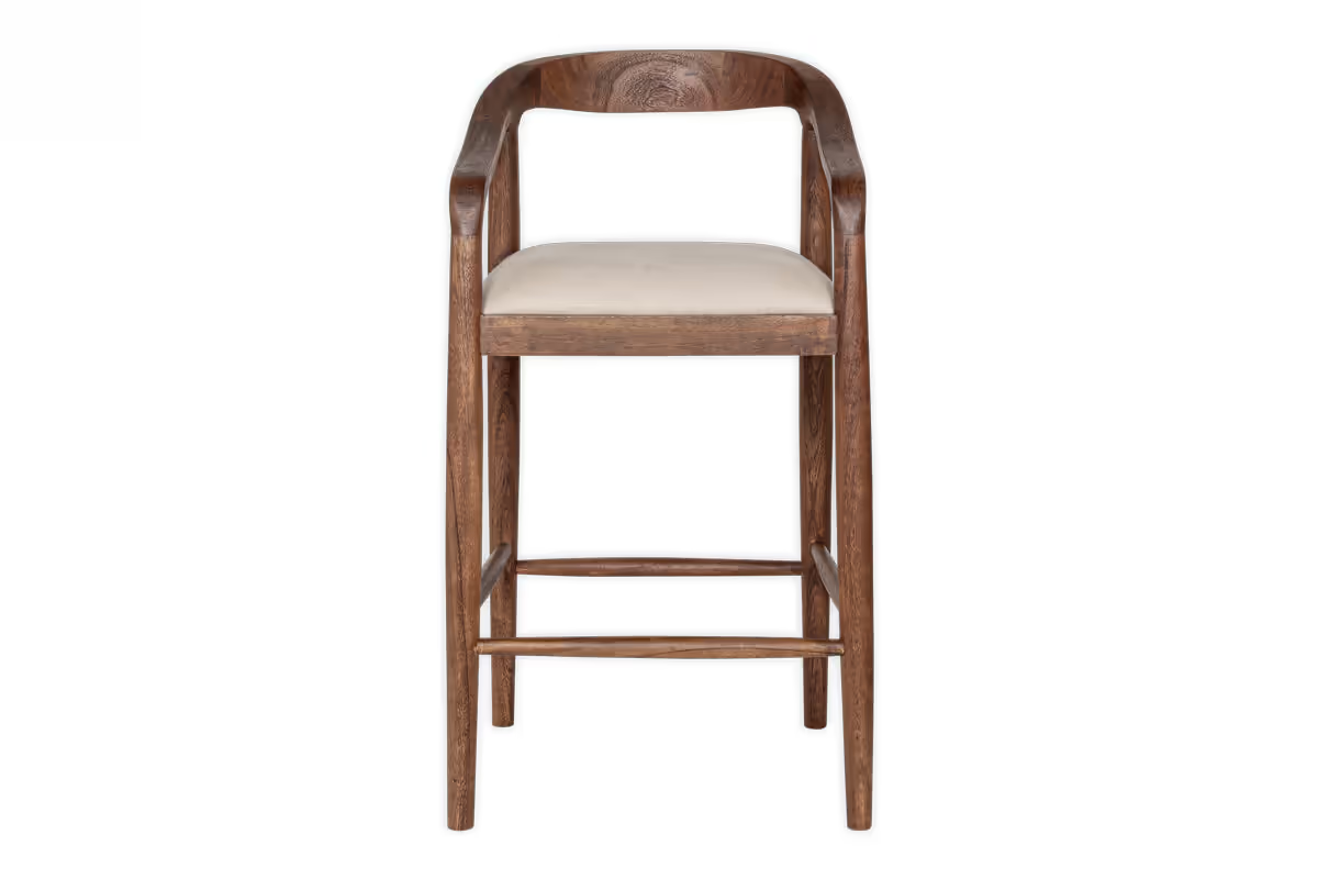 Nkuku - Anbu Acacia Upholstered Counter Chair - Washed Walnut