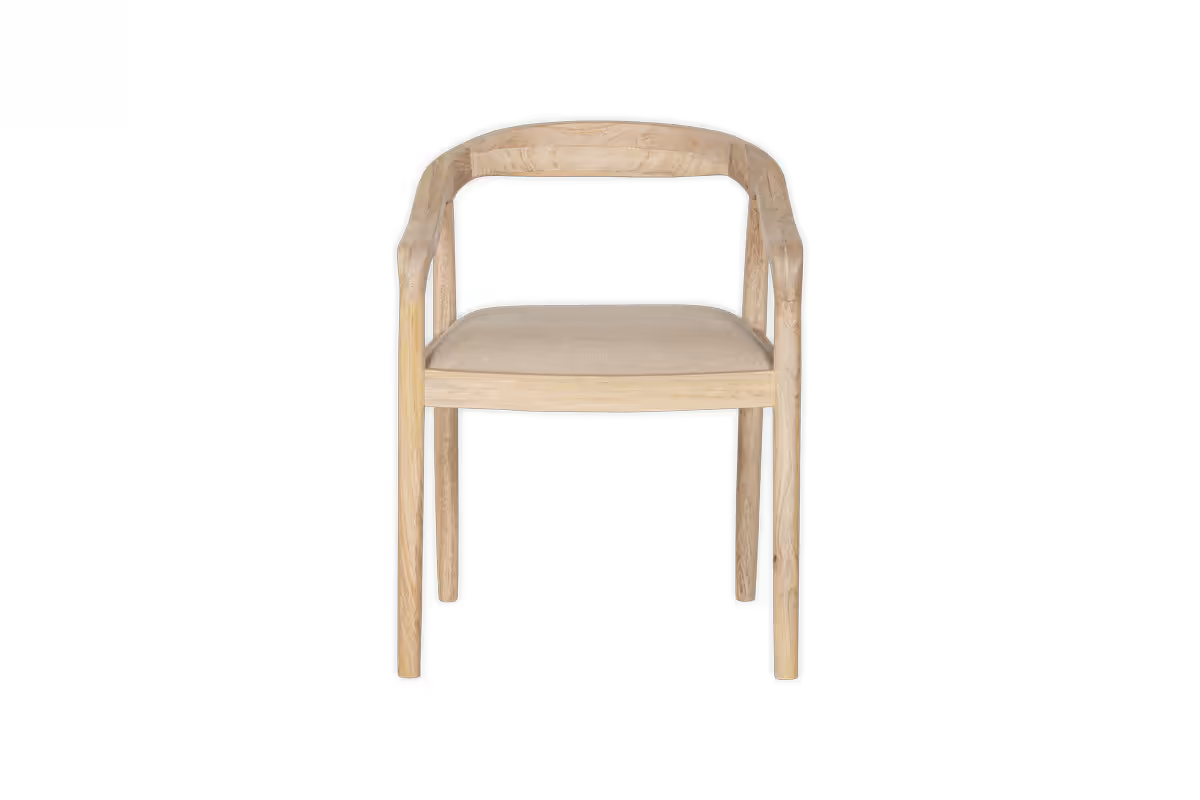 Nkuku - Anbu Mango Wood Upholstered Dining Chair - Natural