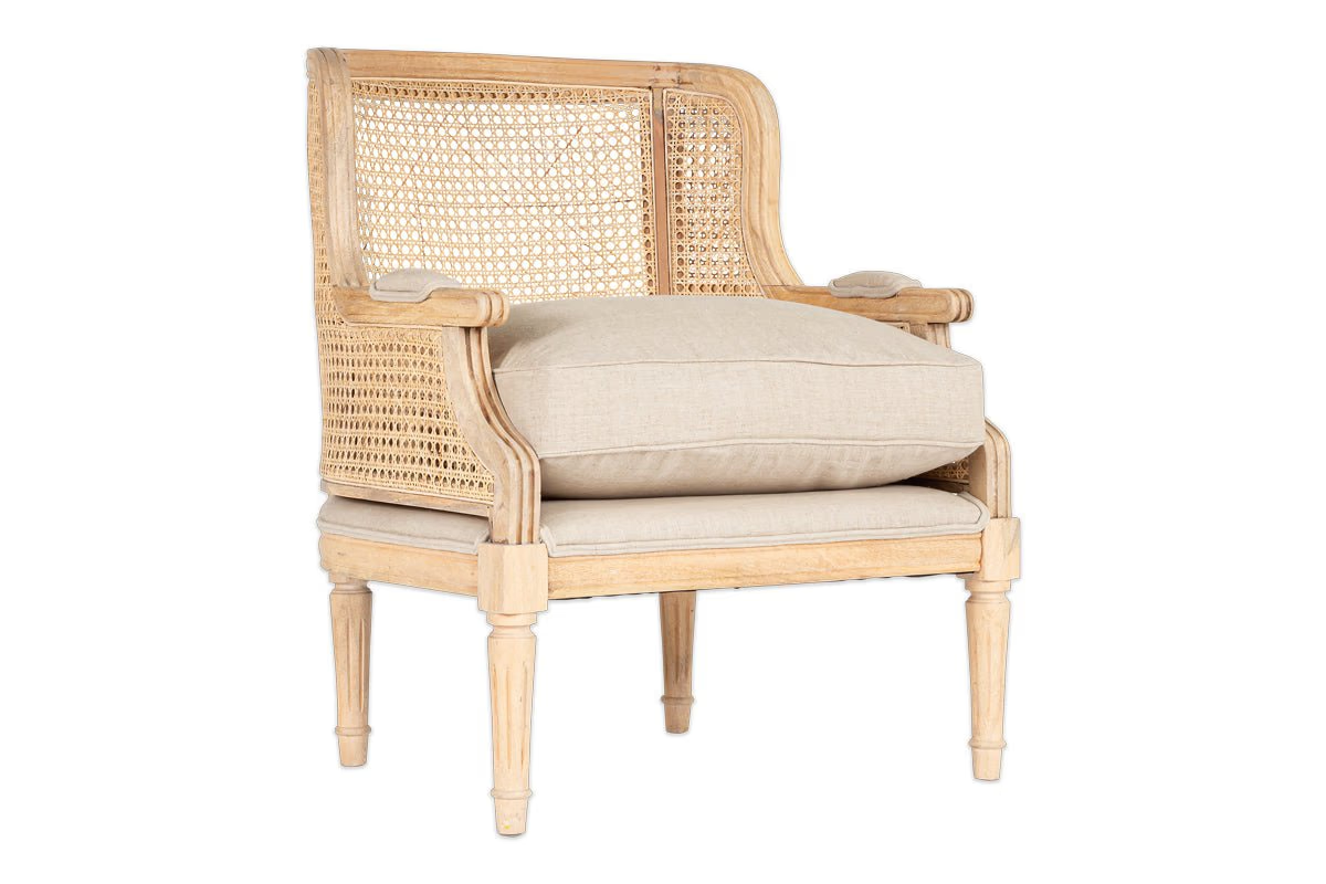 Nkuku - Kaziria Cane & Linen Armchair - Natural