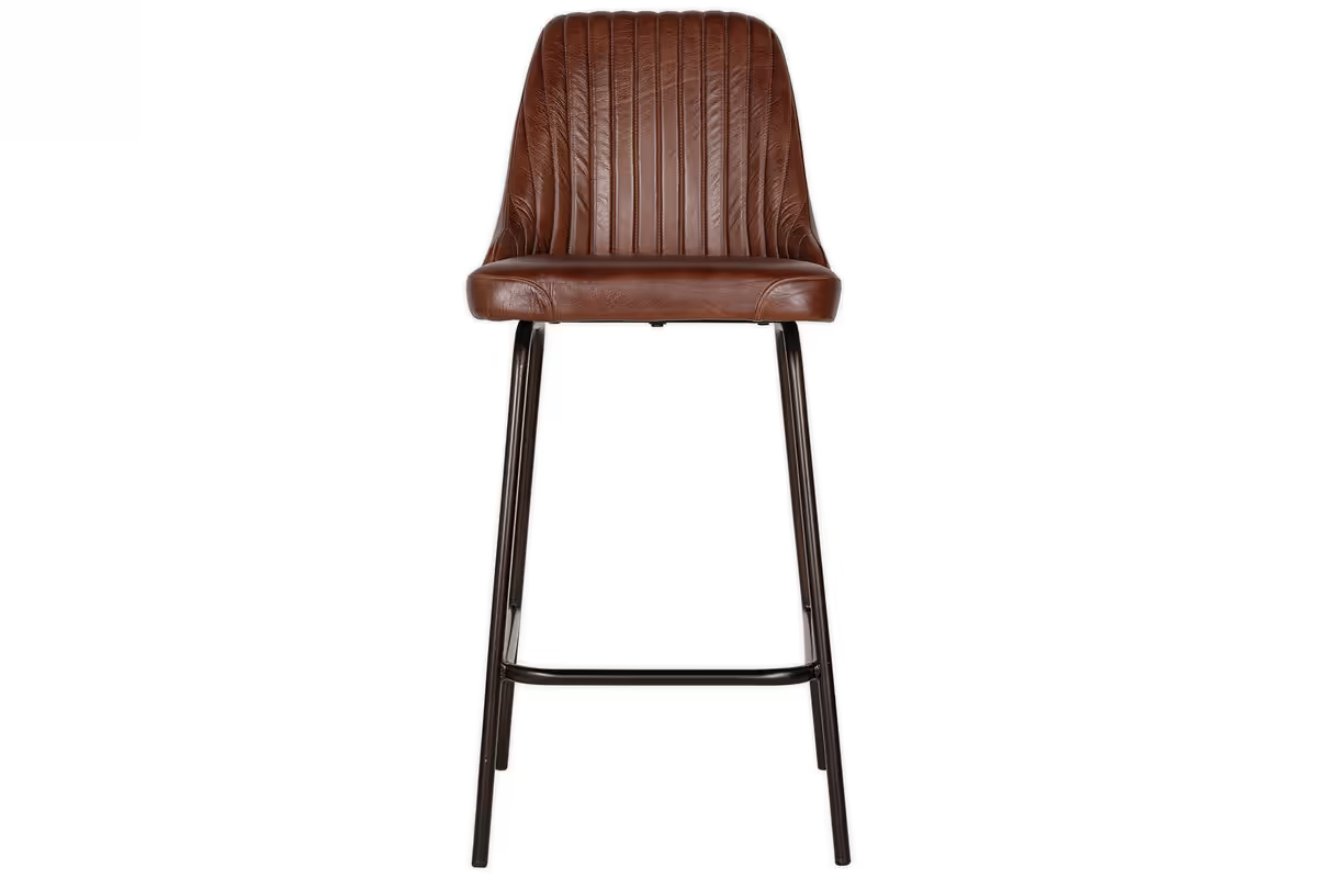Nkuku - Harsha Leather Counter Chair - Chocolate Brown