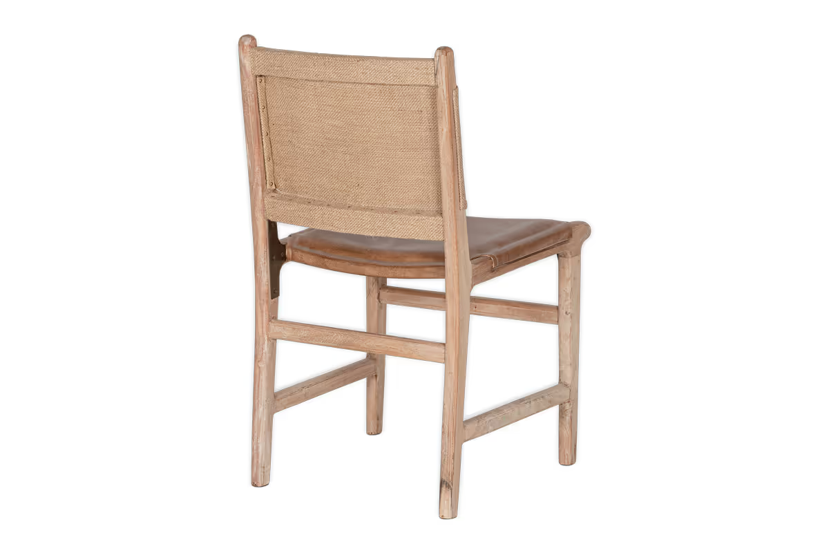 Nkuku - Nayan Leather & Jute Dining Chair - Tan