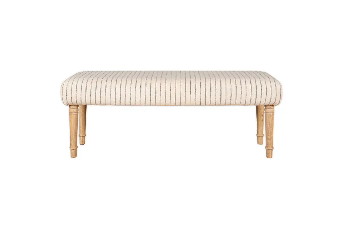 Nkuku - Sanja Stripe Upholstered Bench - Grey