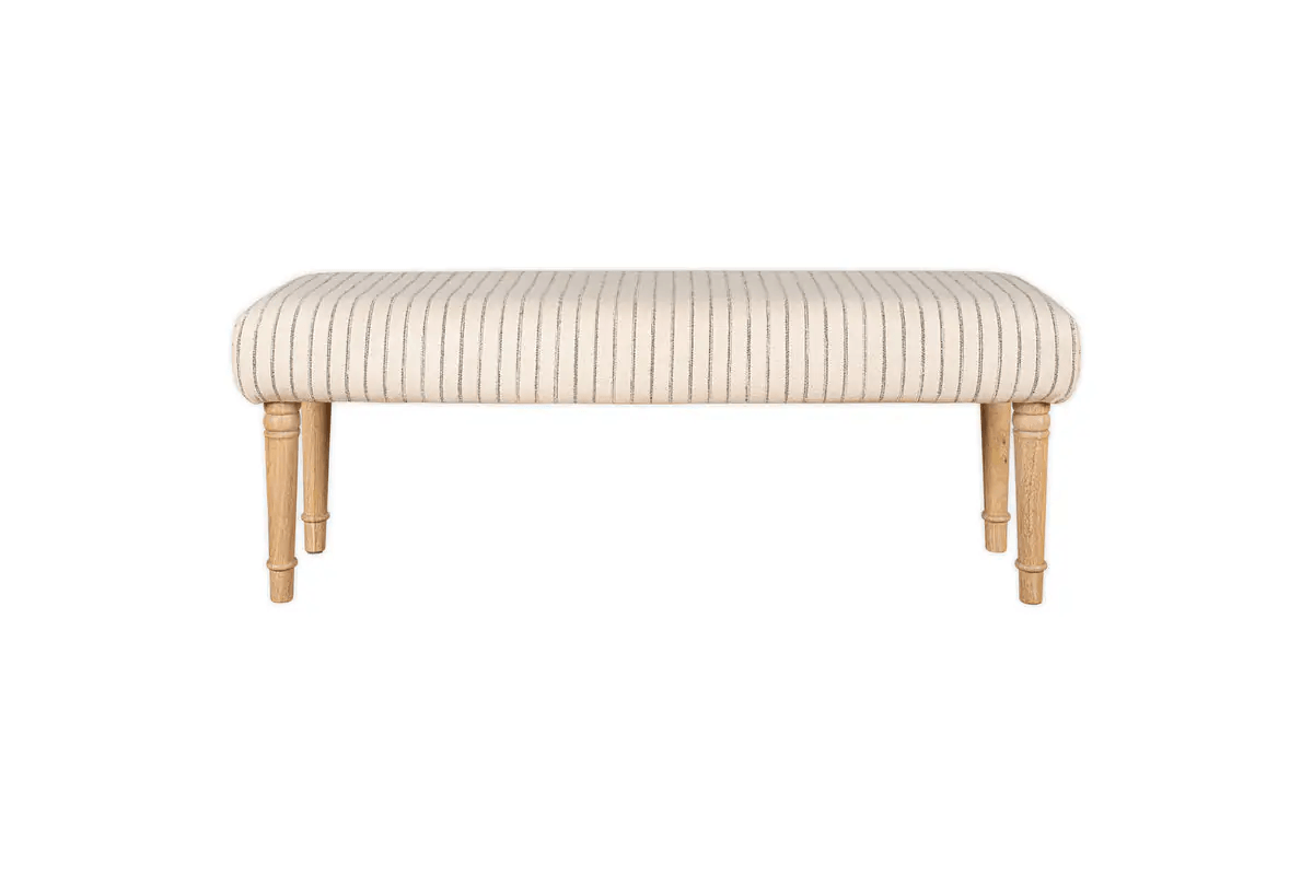 Nkuku - Sanja Stripe Upholstered Bench - Grey