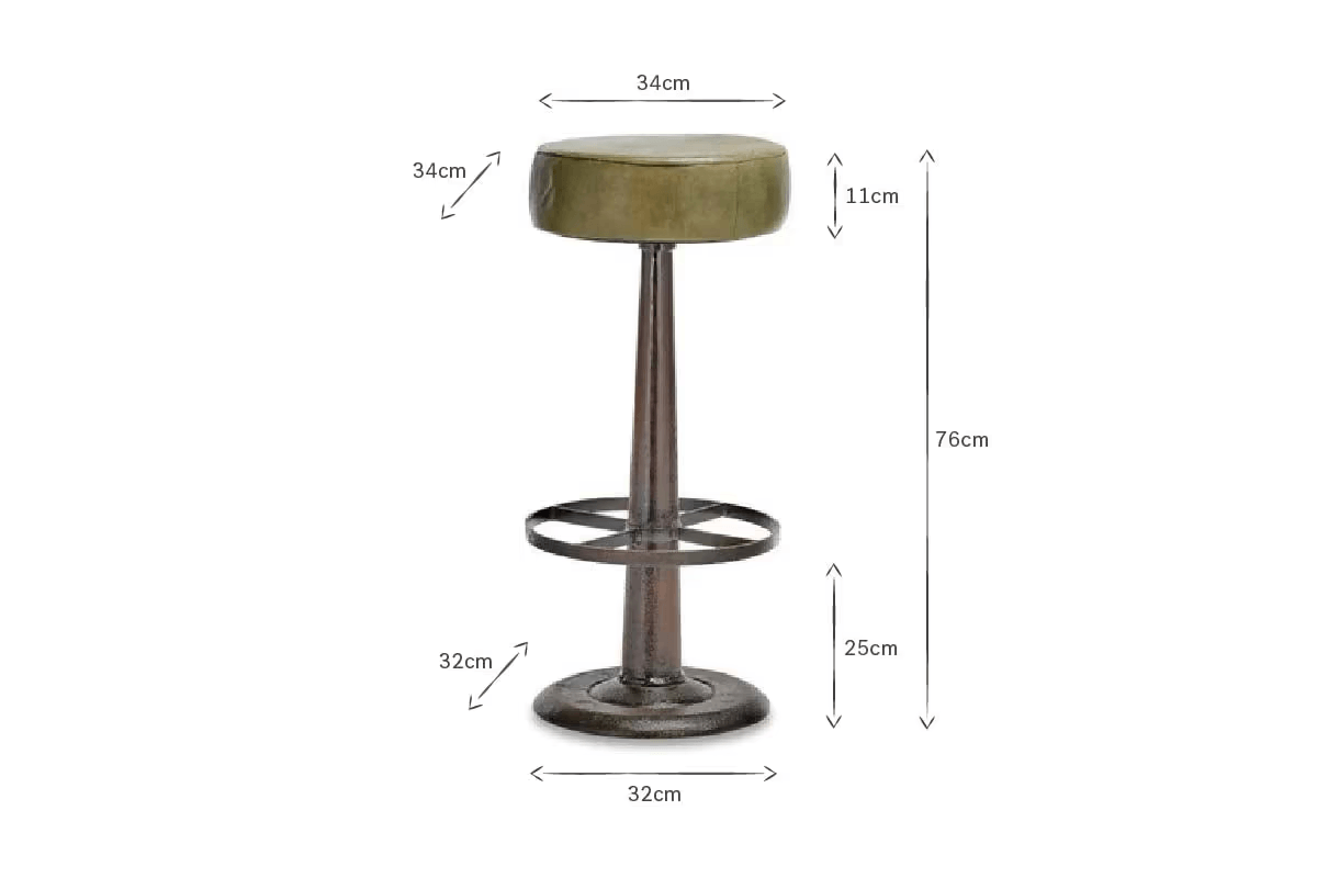 Nkuku - Narwana Leather Round Stool - Rich Green