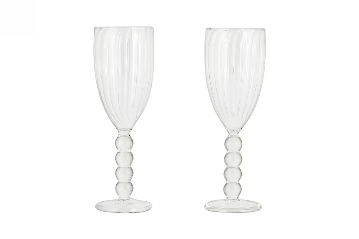 Nkuku - Santosa Champagne Flute - Clear (Set of 2)