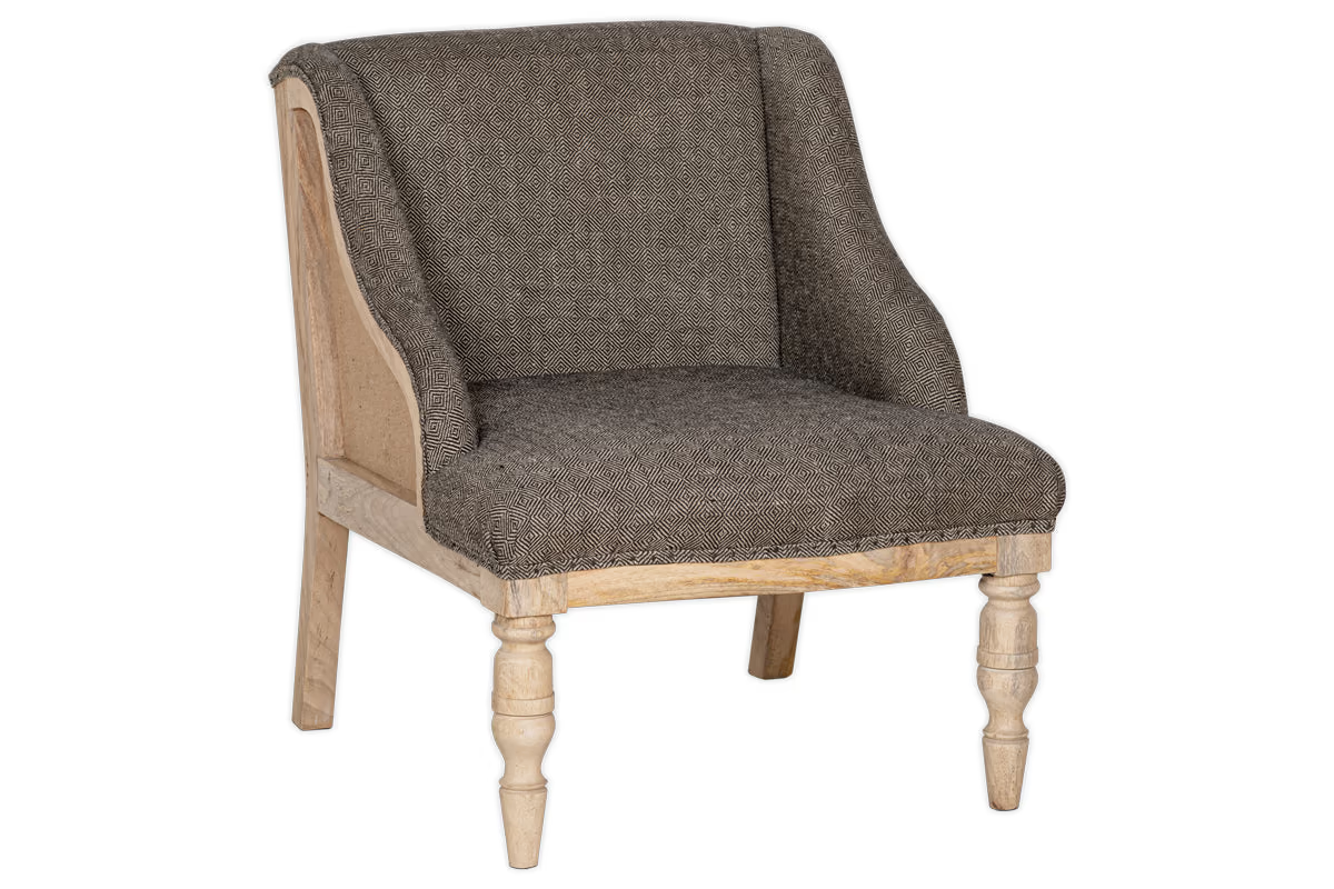 Nkuku - Elbu Deconstructed Jacquard Weave Armchair - Charcoal