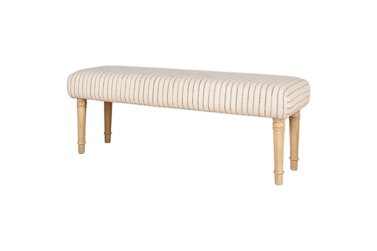 Nkuku - Sanja Stripe Upholstered Bench - Grey