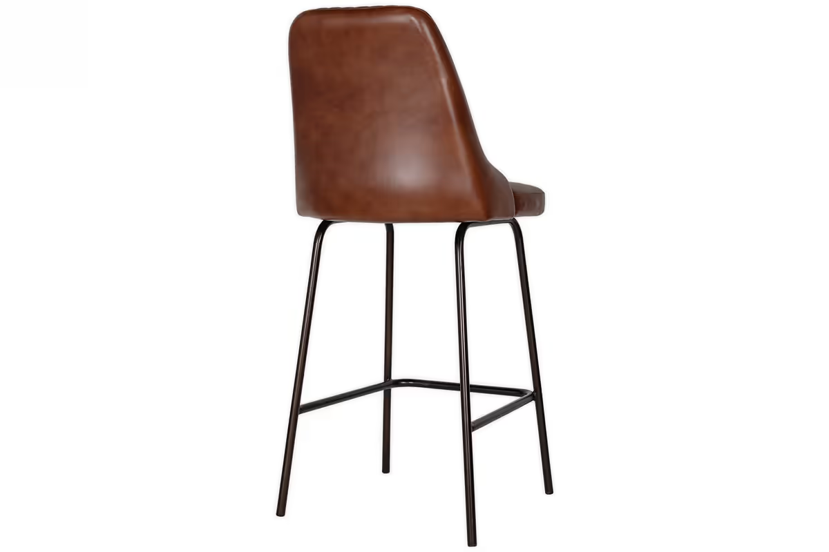 Nkuku - Harsha Leather Counter Chair - Chocolate Brown