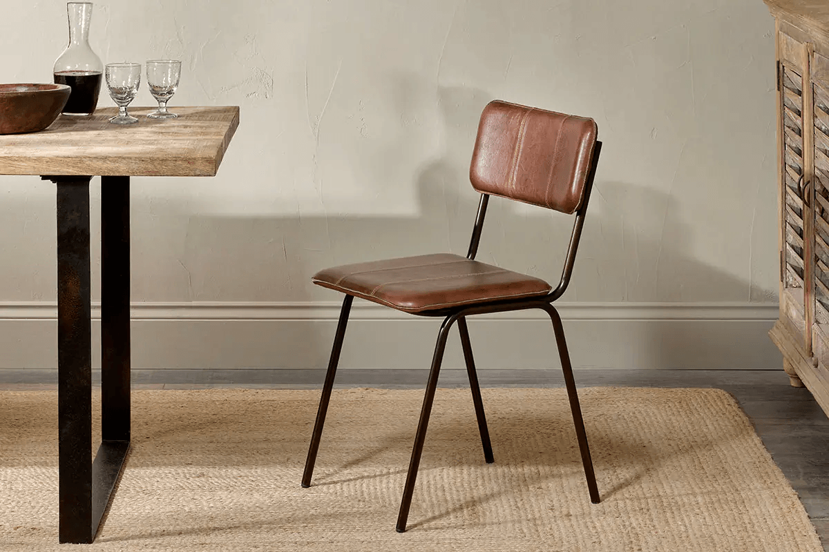 Nkuku - Ukari Leather Dining Chair - Chocolate Brown