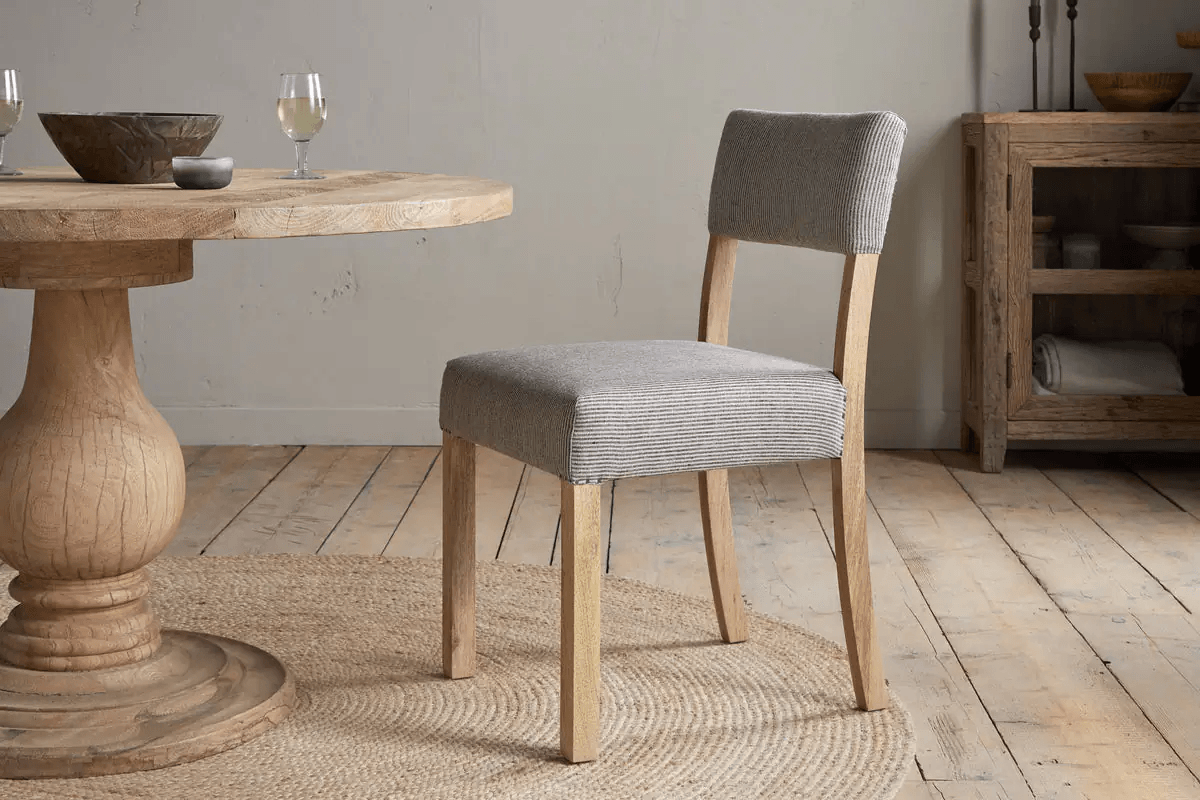 Nkuku - Nadeeka Linen Upholstered Dining Chair - Soft Grey