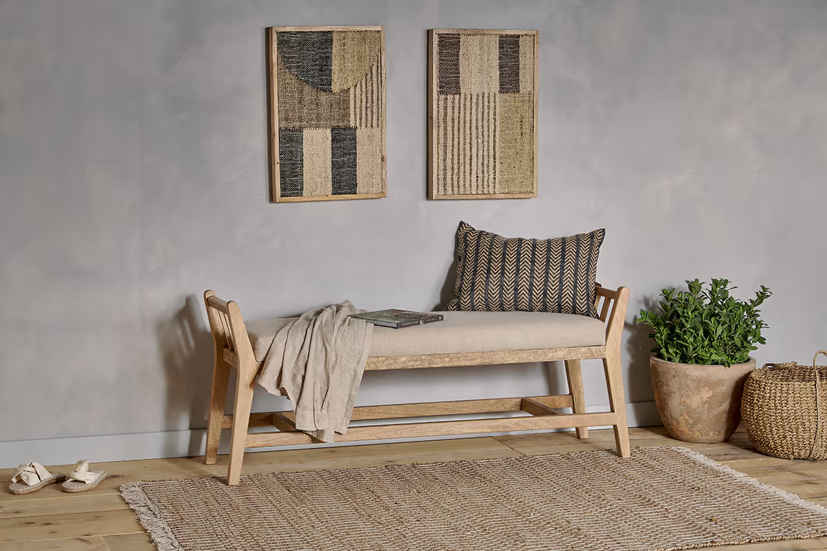 Nkuku - Avanthi Upholstered Sleigh Bench - Natural
