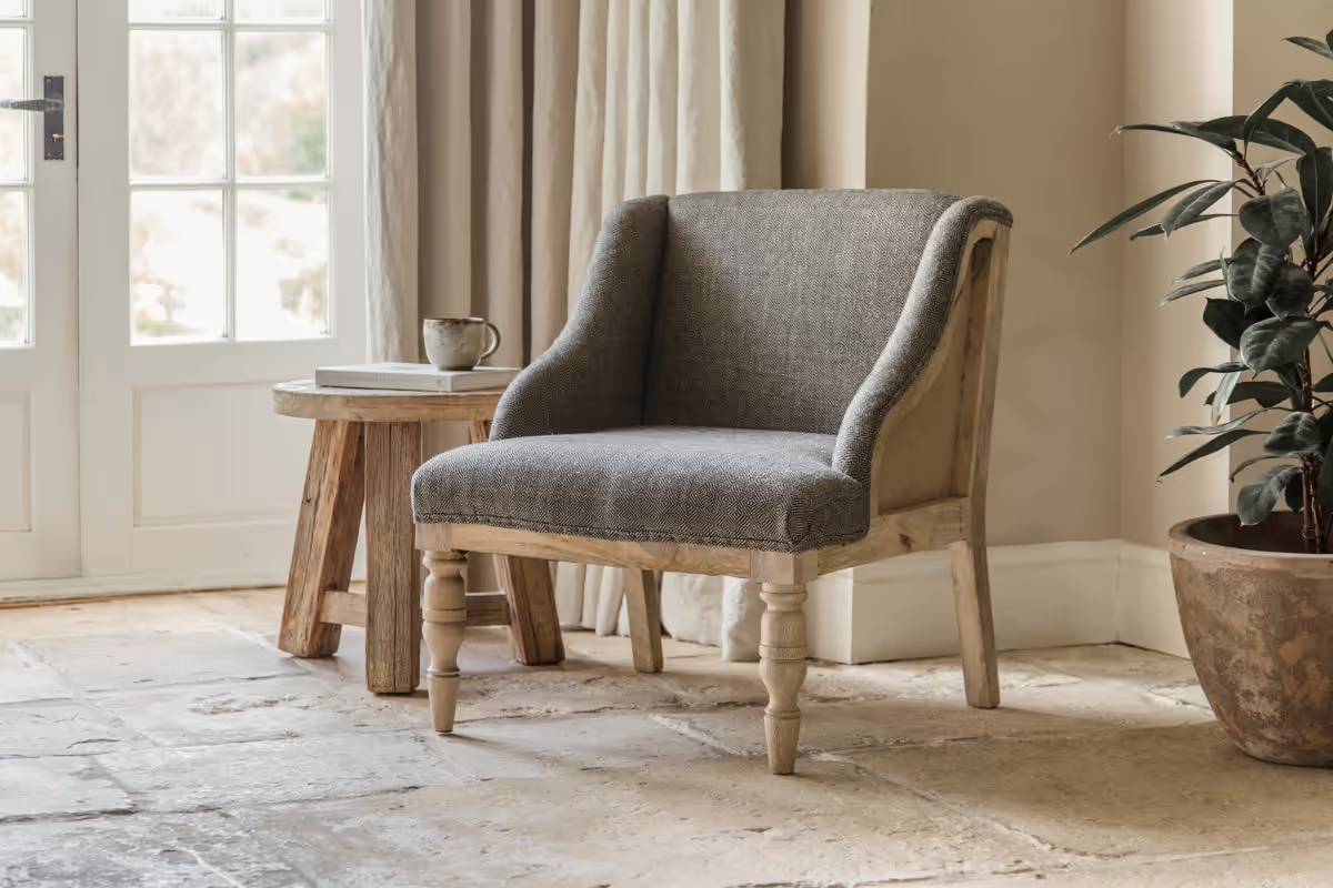 Nkuku - Elbu Deconstructed Jacquard Weave Armchair - Charcoal