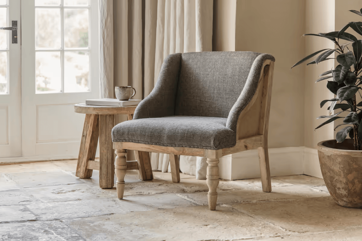 Nkuku - Elbu Deconstructed Jacquard Weave Armchair - Charcoal
