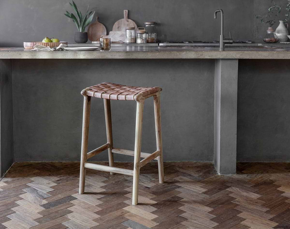 Nkuku - Adembi Woven Leather Counter Stool