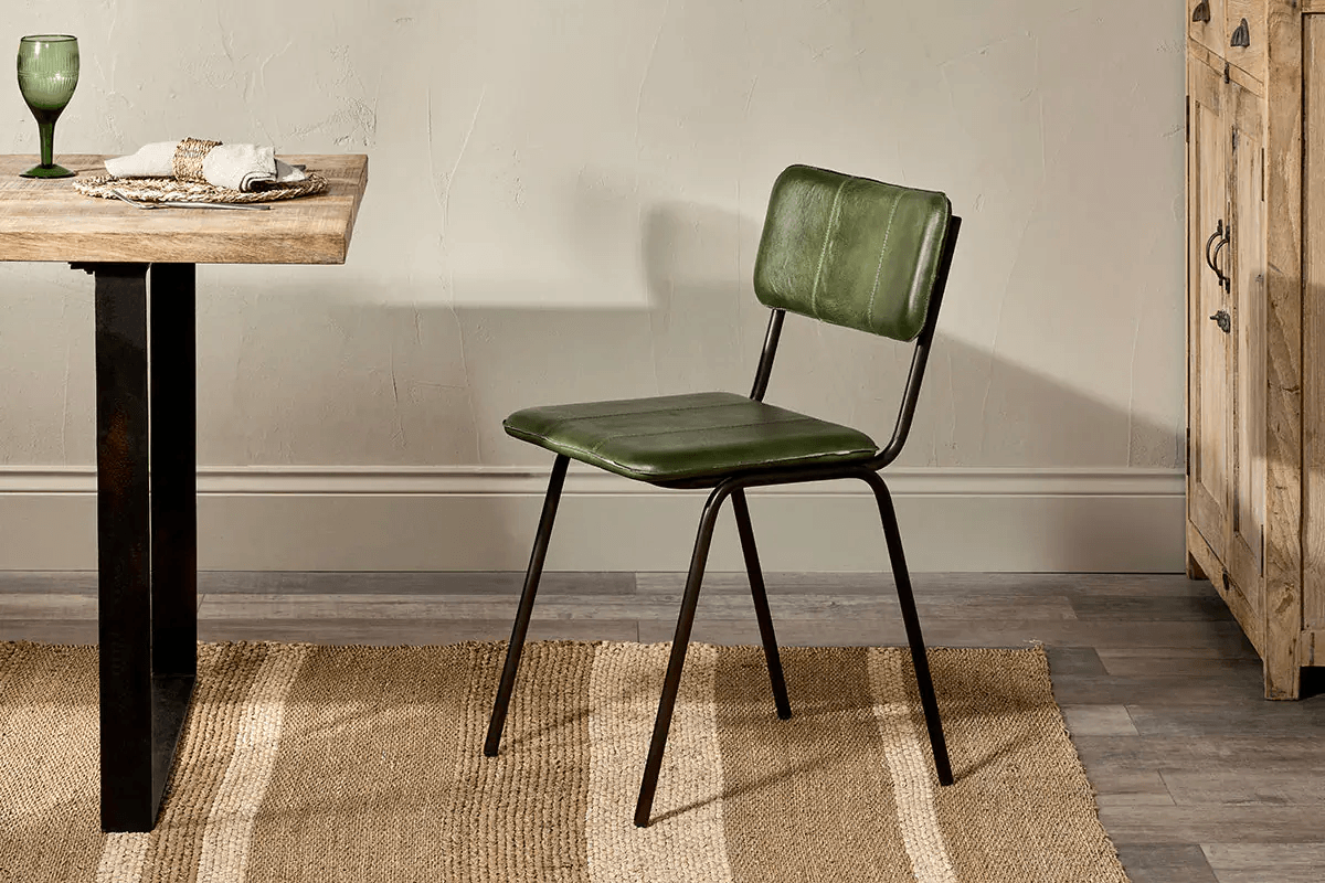 Nkuku - Ukari Leather Dining Chair - Rich Green