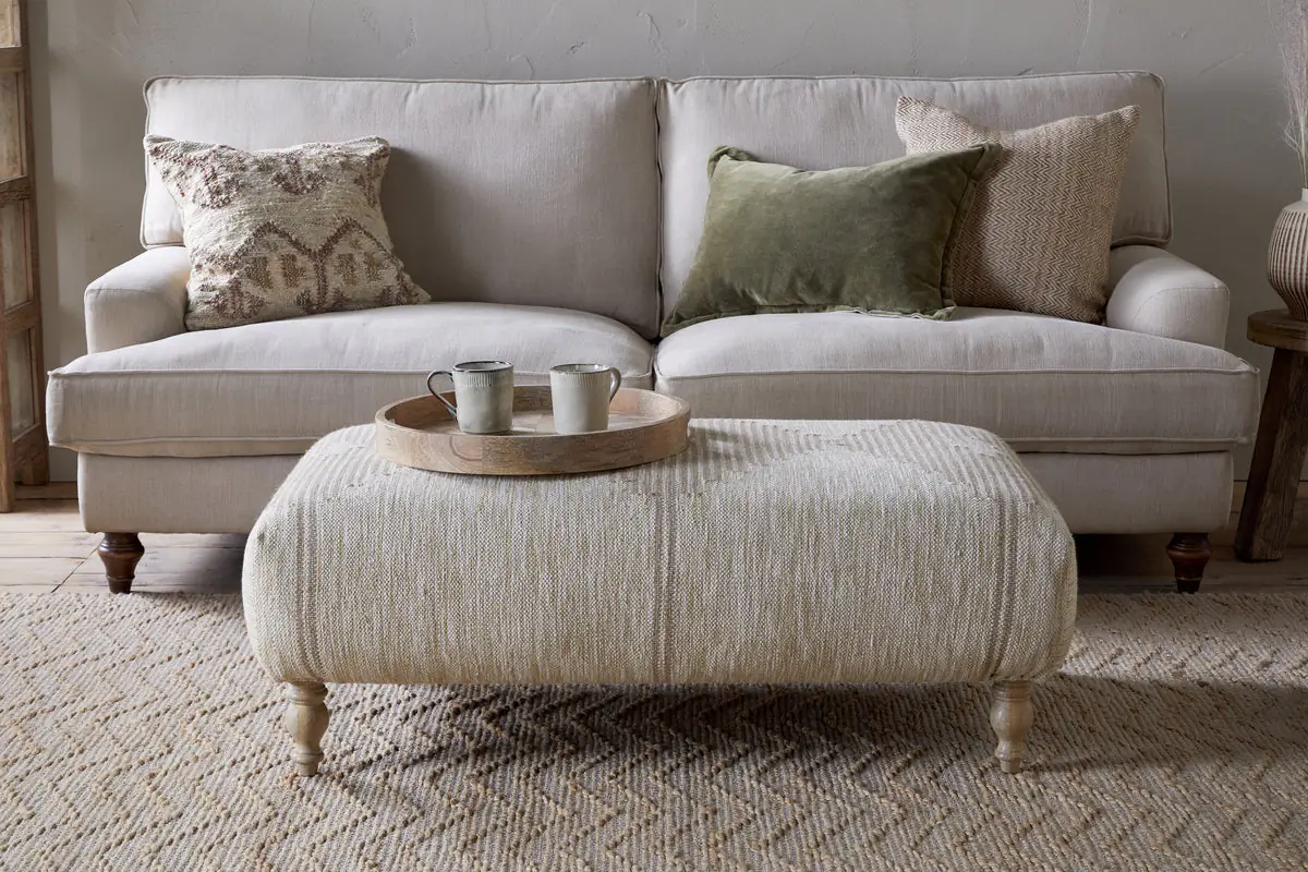 Nkuku - Aranya Upholstered Ottoman - Natural