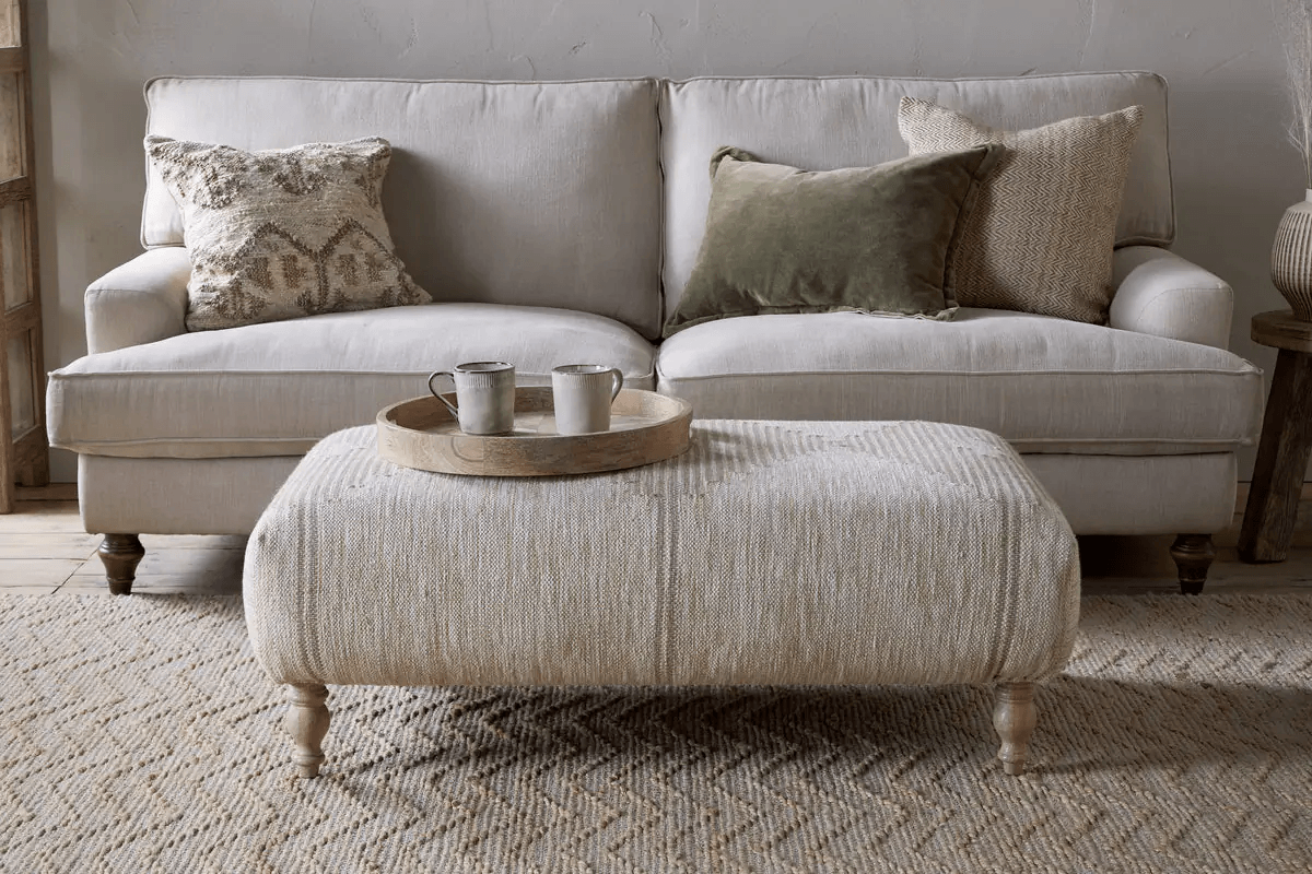 Nkuku - Aranya Upholstered Ottoman - Natural
