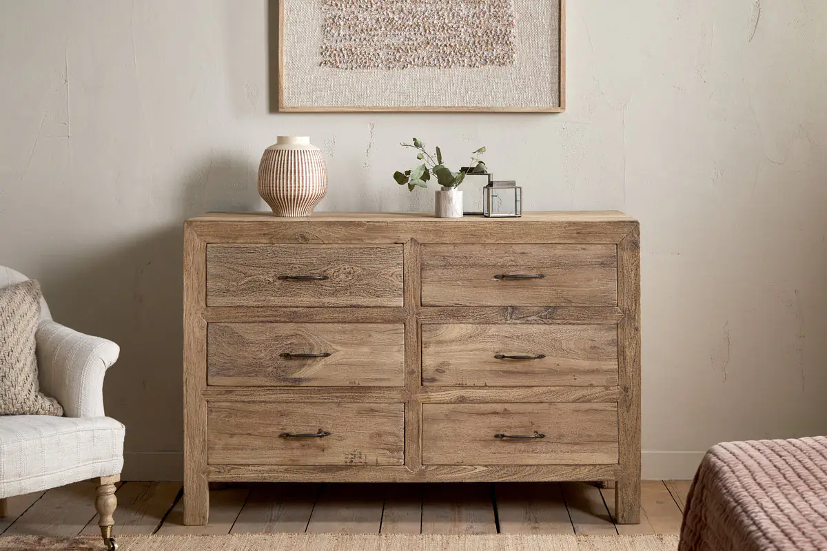 Nkuku - Iya Reclaimed Wood Chest of Drawers - Natural - Large
