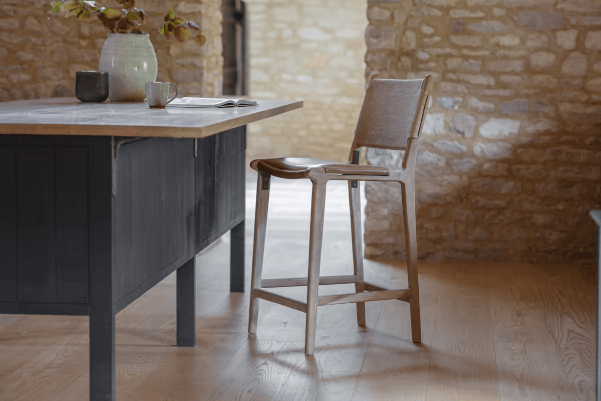 Nkuku - Nayan Leather & Jute Counter Chair - Tan