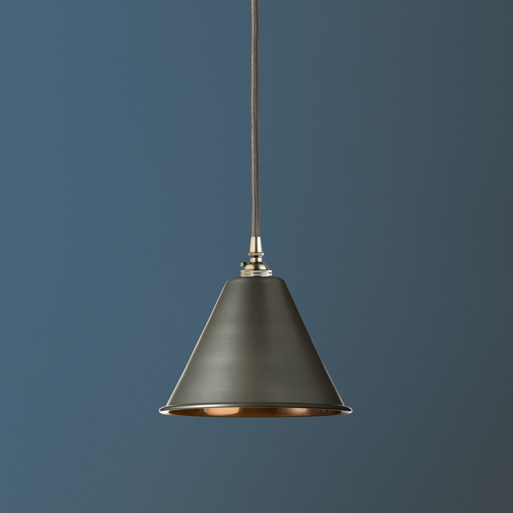 Pooky - Stanley Pendant Shade - Dark Grey - Copper Interior