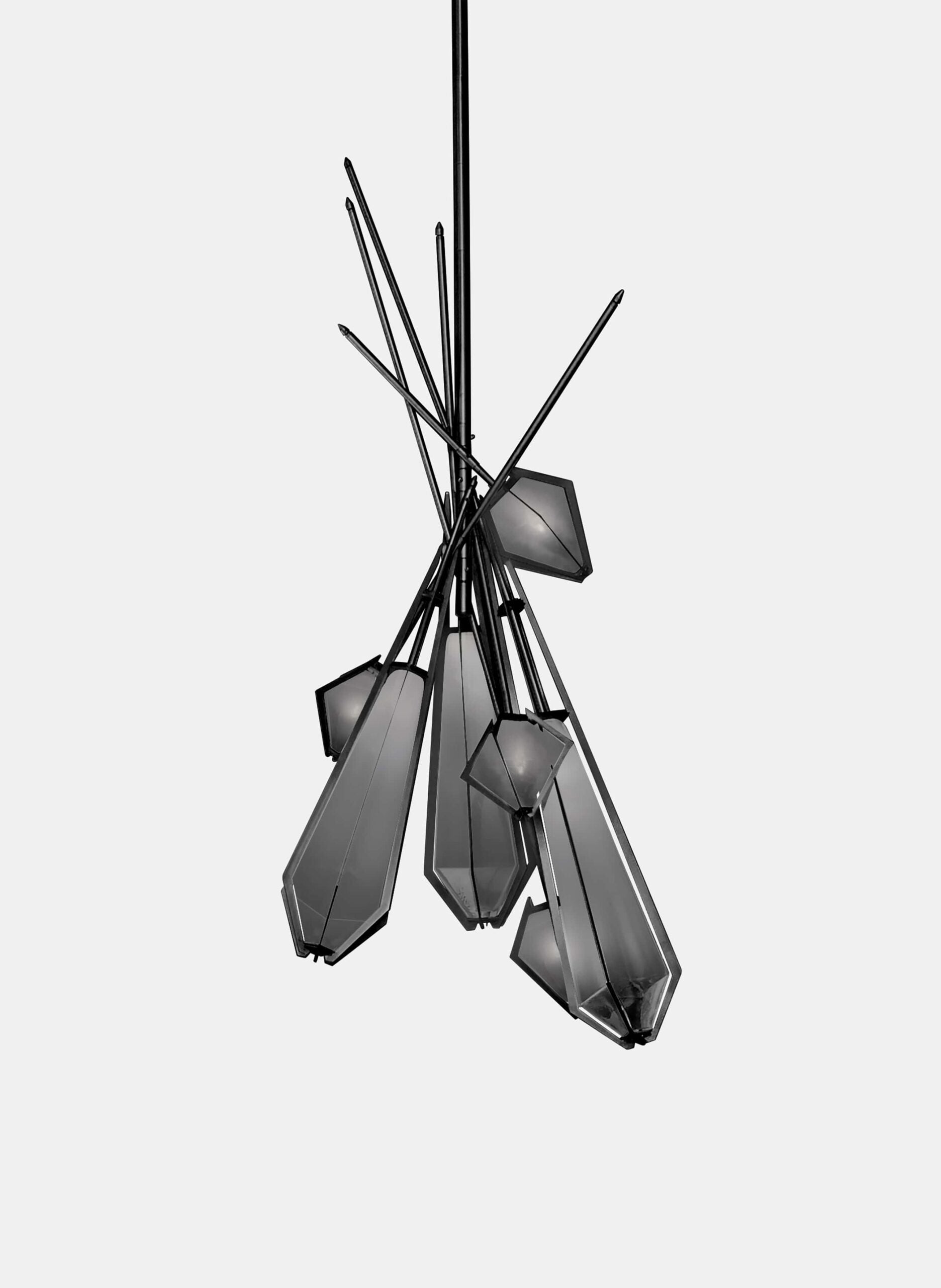 HARLOW DRIED FLOWER CHANDELIER-SMOKED GRAY GLASS-BLACKENED STEEL FINISH-GABRIEL SCOTT-min